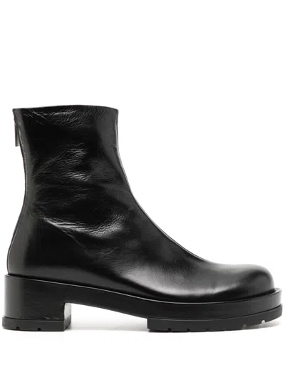 Sapio Zip-up Leather Boots In Black