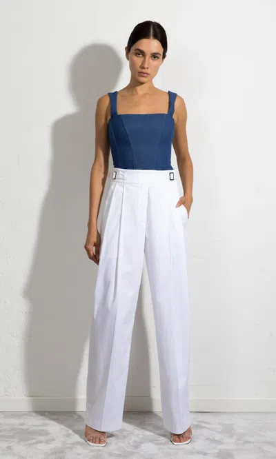Sara Battaglia Classy Pants In Silk White
