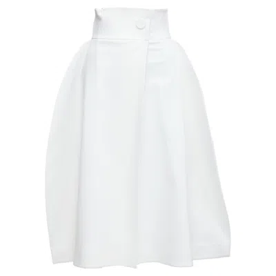 Sara Battaglia Cotton Blend Structural Balloon Skirt In White