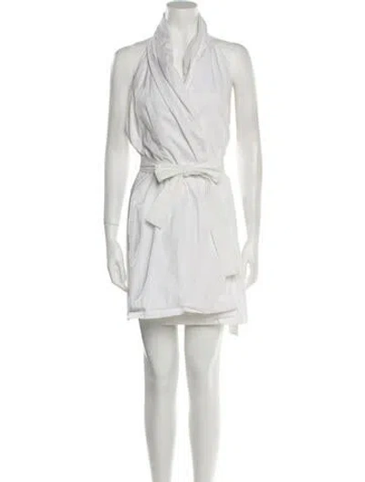 Pre-owned Sara Battaglia Cowl Neck Knee-length Dress In White