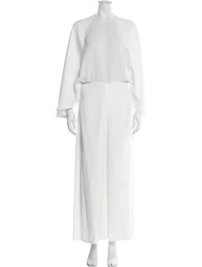 Pre-owned Sara Battaglia Crew Neck Jumpsuit In Neutrals/white