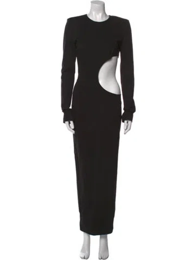 Pre-owned Sara Battaglia Crew Neck Long Dress In Black