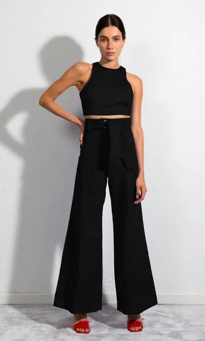 Sara Battaglia Crop Top In Black