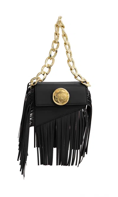 Sara Battaglia Euphoria Fringed Bag Xs In Black