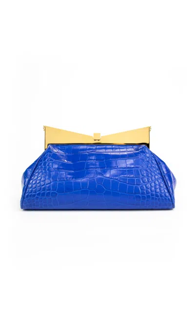 Sara Battaglia Lady Me Large In Blue Croc