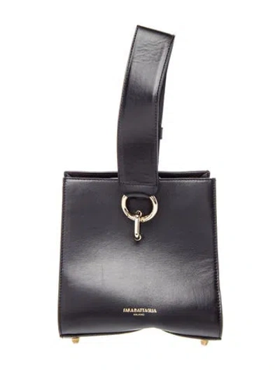 Pre-owned Sara Battaglia Leather Top Handle Bag In Black