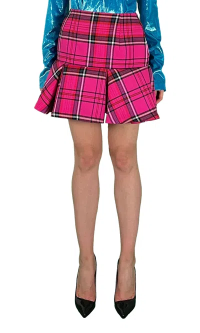 Sara Battaglia Mini Skirt In Tartan Fuchsia