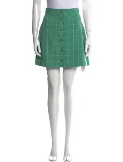 Pre-owned Sara Battaglia Plaid Print Mini Skirt In Green