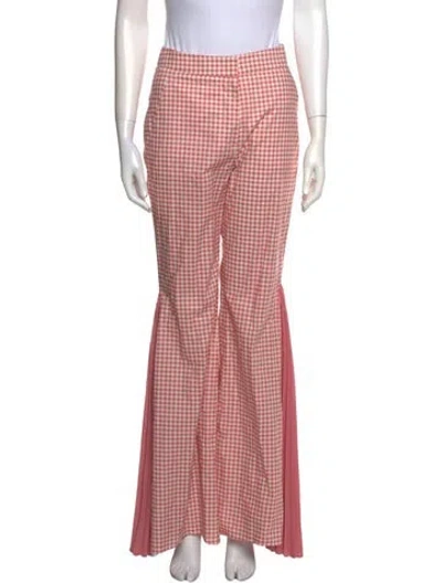 Pre-owned Sara Battaglia Plaid Print Wide Leg Pants W/ Tags In Pink