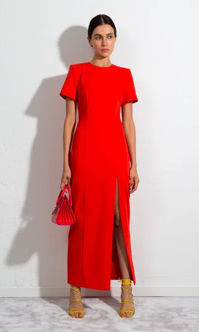 Sara Battaglia Slit Dress In Aperol