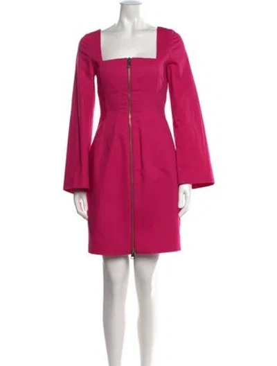 Pre-owned Sara Battaglia Square Neckline Mini Dress In Pink