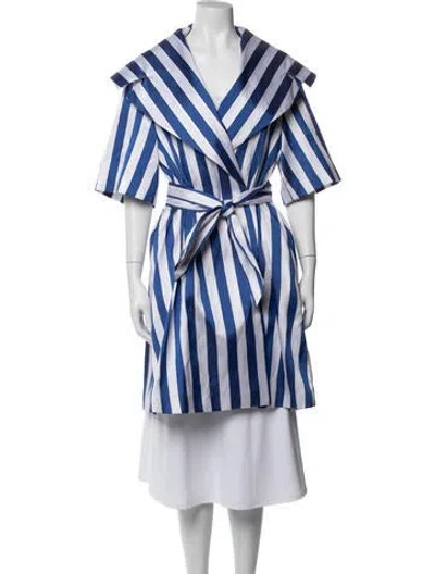 Pre-owned Sara Battaglia Striped Coat In Blue/white