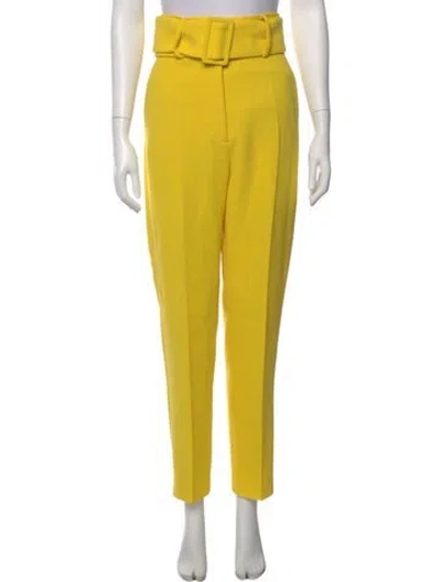 Pre-owned Sara Battaglia Virgin Wool Straight Leg Pants In Yellow