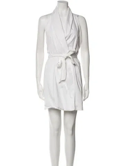 Pre-owned Sara Battaglia V-neck Mini Dress In White