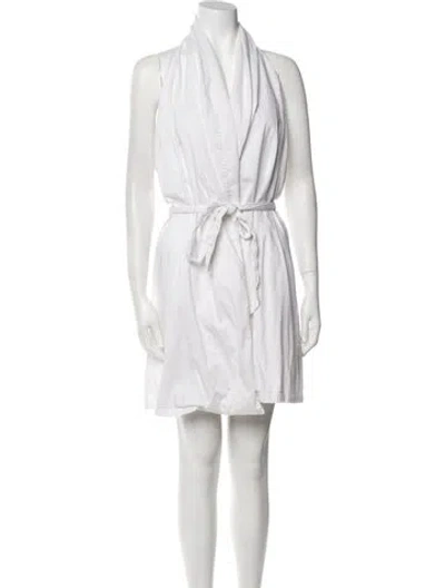 Pre-owned Sara Battaglia V-neck Mini Dress In White