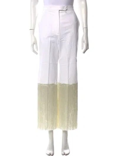 Pre-owned Sara Battaglia Wide Leg Pants In White