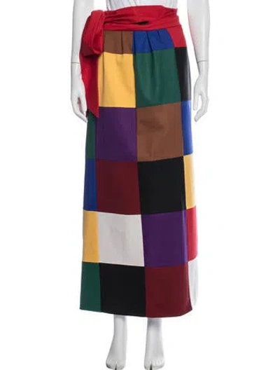 Pre-owned Sara Battaglia Wool Long Skirt W/ Tags In Red