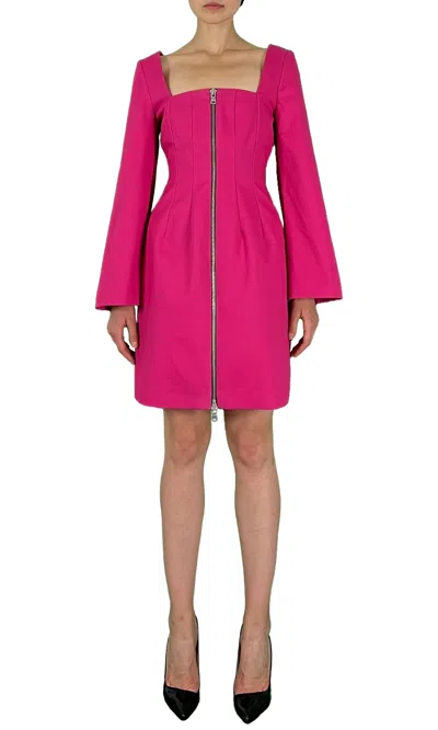 Sara Battaglia Zip Dress In Pink