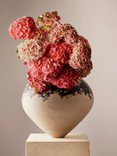 Sara Bergami Hand-formed Stoneware Vase (17.5in/45cm) In Multi