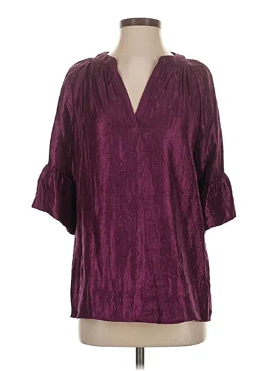 Pre-owned Sara Campbell 3/4 Sleeve Blouse In Burgundy