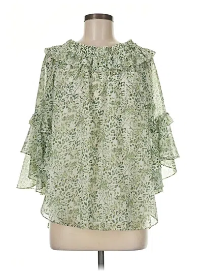 Pre-owned Sara Campbell 3/4 Sleeve Blouse In Green
