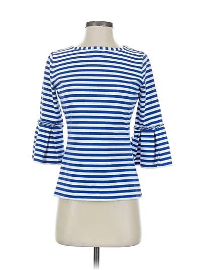 Pre-owned Sara Campbell 3/4 Sleeve Top Blue Ruffles Neckline Tops