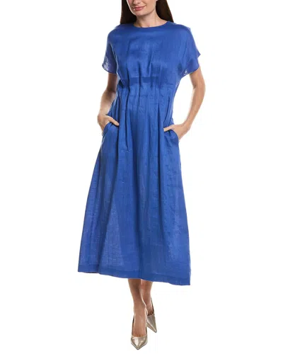 Sara Campbell Celine Linen Dress In Blue