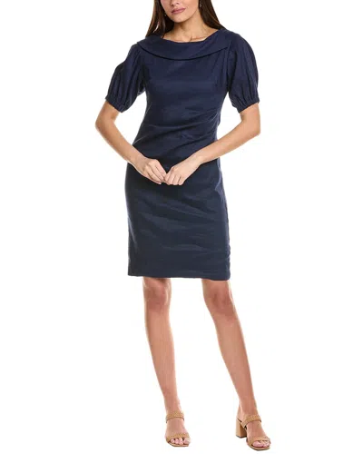 Sara Campbell Drew Linen Midi Dress In Navy