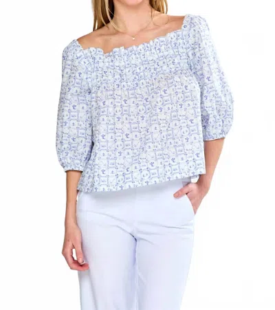 Sara Campbell Felicity Balloon Sleeves Blouse In Liberty Blue Soirée