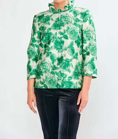 Sara Campbell Finch A-line Blouse In Green Roses