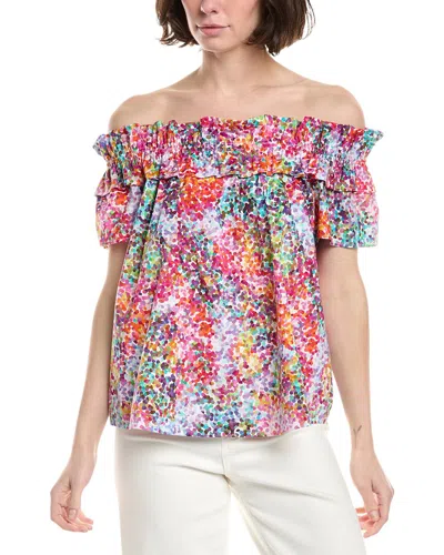 Sara Campbell Gathered Neck Trapeze Top In Metallic