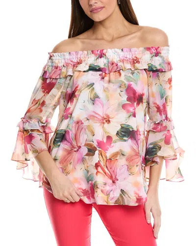 Sara Campbell Mo Blouse Hibiscus Garden In Pink