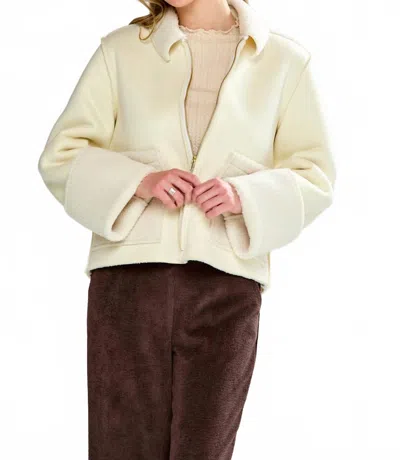 Sara Campbell Rhiannon Shearling Suede Jacket In Ivory In Neutral