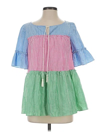 Pre-owned Sara Campbell Short Sleeve Blouse In Green