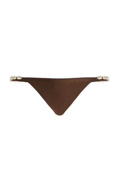 Sara Cristina Cowrles Bikini Bottom In Brown