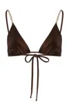 Sara Cristina Cowrles Bikini Top In Brown
