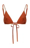 Sara Cristina Cowrles Bikini Top In Orange