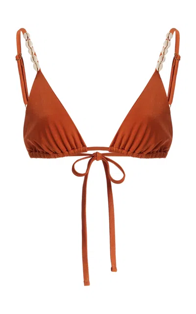 Sara Cristina Cowrles Bikini Top In Orange