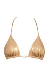 Sara Cristina Pearl-embellished Triangle Bikini Top In Gold
