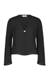 Sara Cristina Playa Georgette Top In Black
