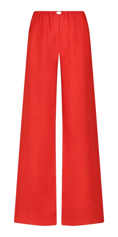 Sara Cristina Playa Pants With Pearl Red Linen