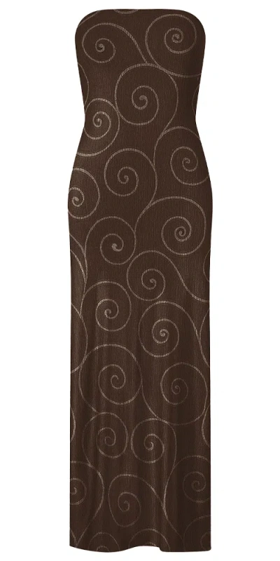 Sara Cristina Strapless Dress Nautilus In Brown