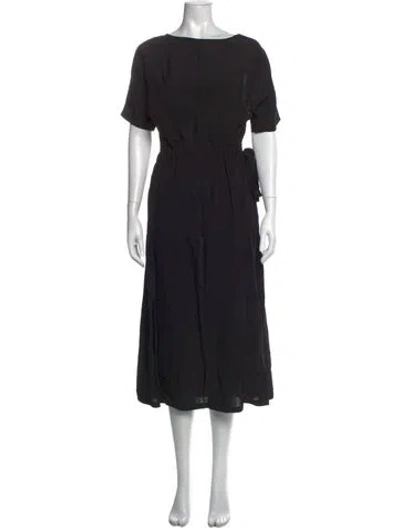 Pre-owned Sara Lanzi Bateau Neckline Midi Length Dress In Black