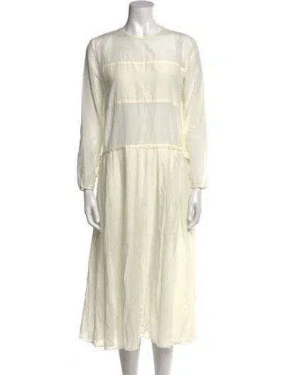 Pre-owned Sara Lanzi Crew Neck Midi Length Dress In Neutral
