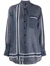 Sara Lanzi Geometric-print Long-sleeved Shirt In Blue