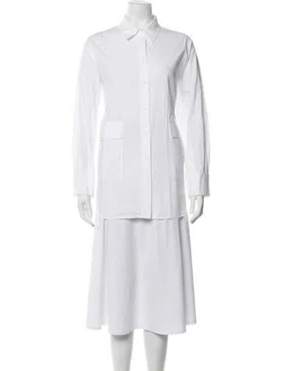 Pre-owned Sara Lanzi Long Sleeve Button-up Top In White