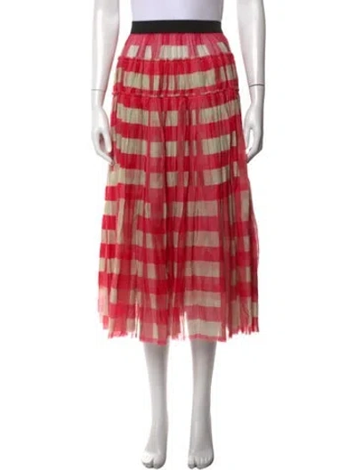 Pre-owned Sara Lanzi Plaid Print Midi Length Skirt In Red