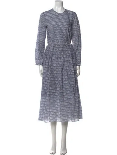 Pre-owned Sara Lanzi Printed Long Dress In Blue