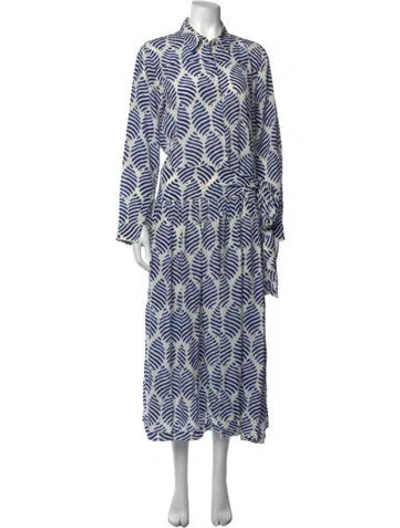 Pre-owned Sara Lanzi Silk Midi Length Dress In Blue