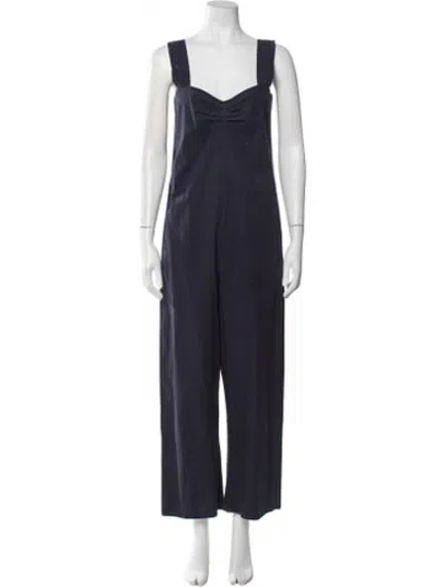 Pre-owned Sara Lanzi Square Neckline Jumpsuit In Blue